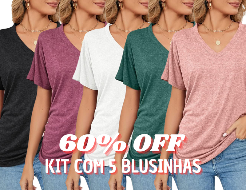 (KIT COM 5) Blusinha em Tecido Modal [PROMOÇÃO DE VERÃO]